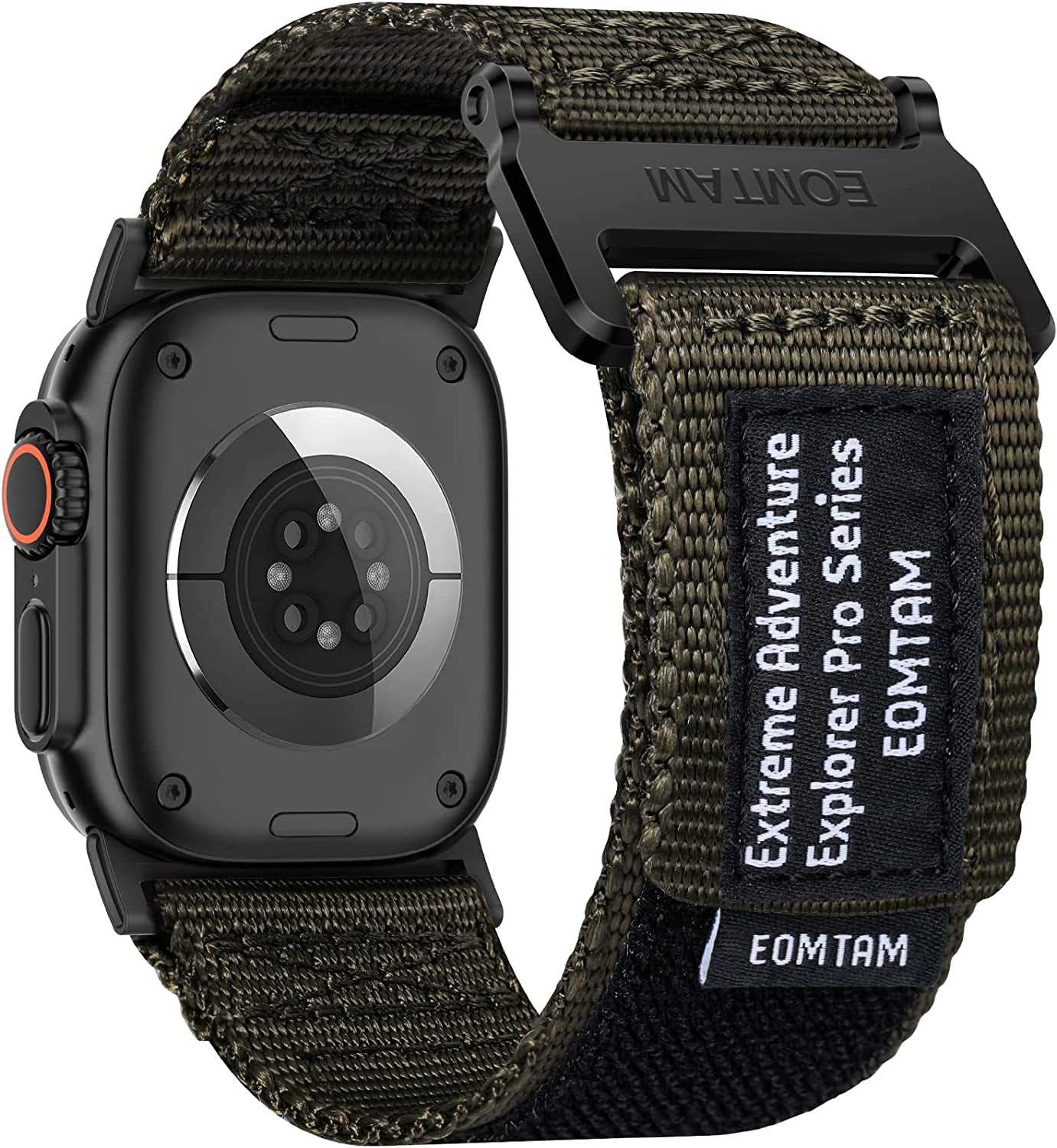 EOMTAM Width 30MM Men Soft Nylon Strap for Apple Watch Band Ultra 49Mm 45Mm 44Mm 42Mm 41Mm 40Mm 38Mm, Rugged Sport Woven Adjustable Wristband for Iwatch Series 8 SE 7 6 5 4 3  EOMTAM Army-Green 42/44/45/49MM 