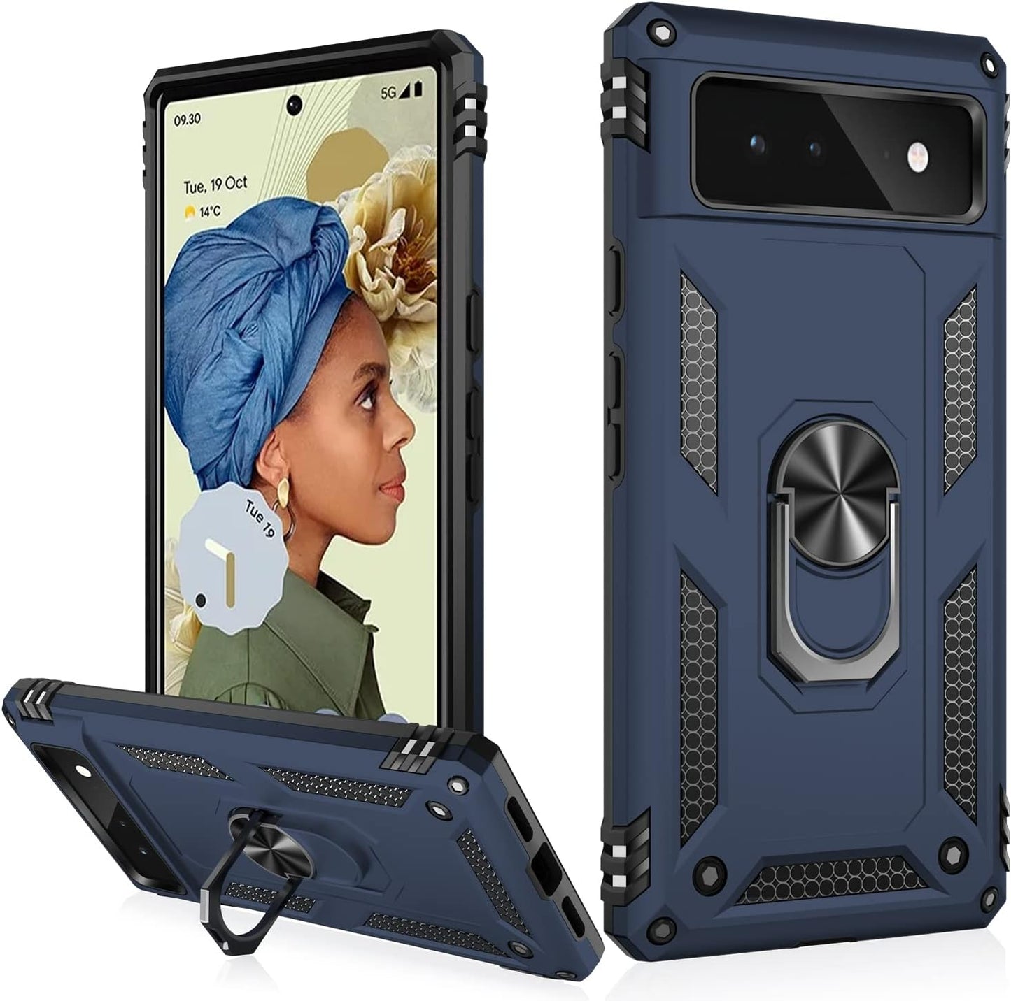 IKAZZ Suitable for Google Pixel 6 Case,Military Grade Shockproof Heavy Duty Protective Phone Case Pass 16Ft Drop Test with Magnetic Kickstand Car Mount Holder for Google Pixel 6 Blue  IKAZZ   