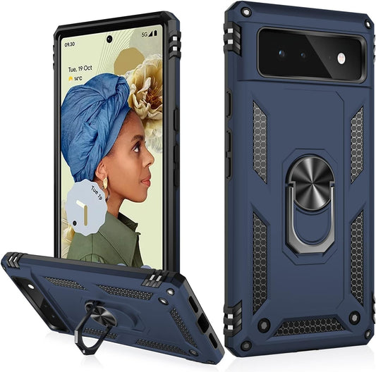 IKAZZ Suitable for Google Pixel 6 Case,Military Grade Shockproof Heavy Duty Protective Phone Case Pass 16Ft Drop Test with Magnetic Kickstand Car Mount Holder for Google Pixel 6 Blue  IKAZZ   