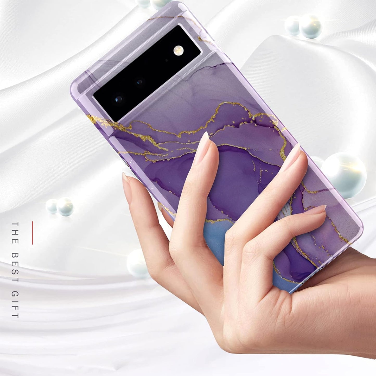 BAISRKE Google Pixel 6 Pro Case, Marble Shockproof Protective Shiny Hard PC Soft Silicone Cover Shockproof Rugged Sturdy Case for Pixel 6 Pro 6.7 Inches (2021) - Purple  BAISRKE   