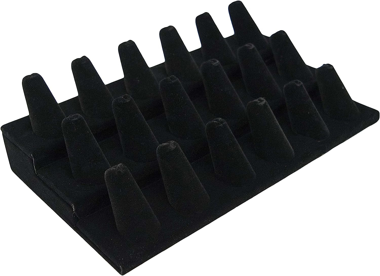 Novel Box® Single Finger Beige Linen Ring Stand Holder Jewelry Display 2X2X2 + NB Cleaning Cloth  Novel Box Black Velvet 18 (8.25X4.75X2.5") 