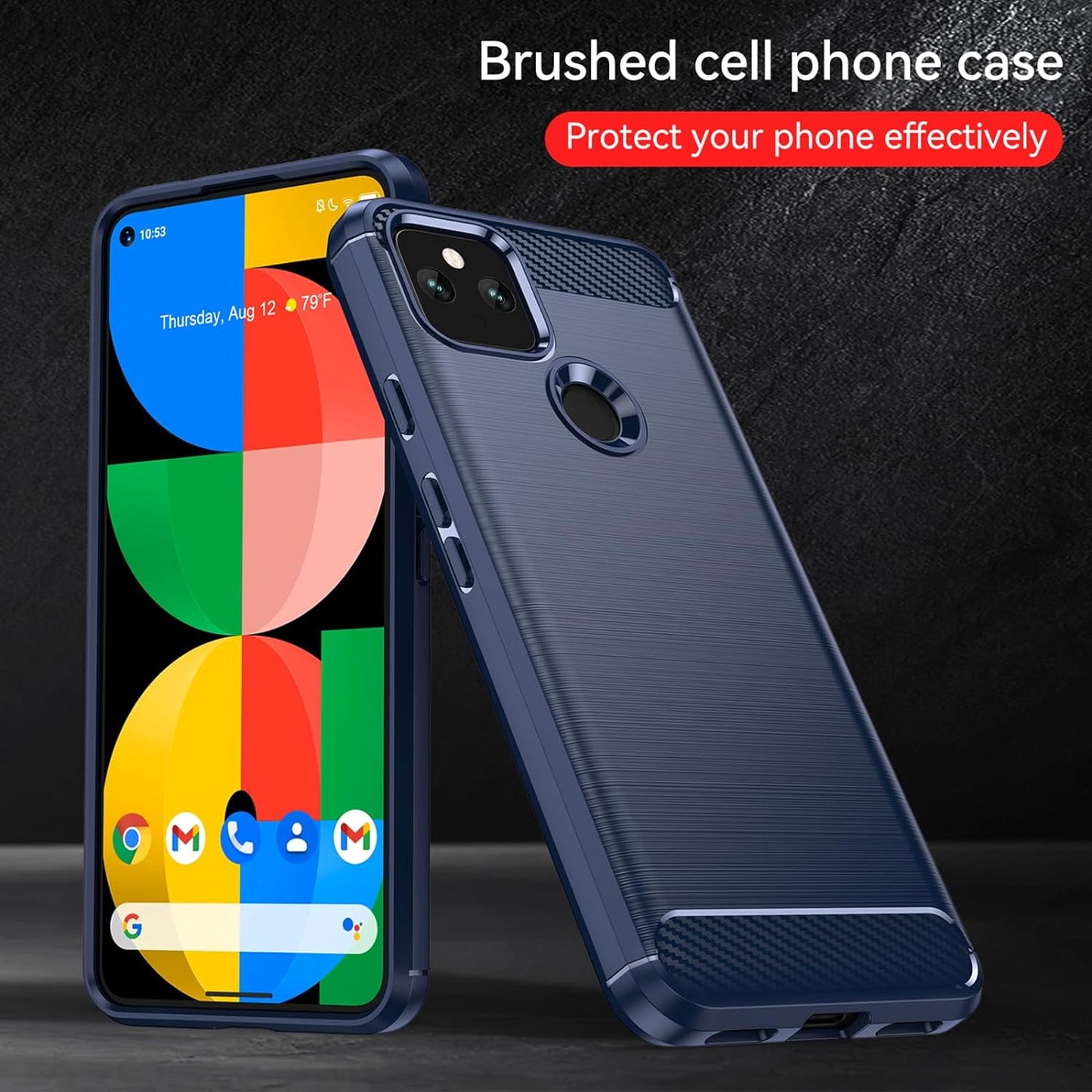 EUAGVQY for Pixel 4A 5G Google 4A 5G Case Carbon Fiber Soft TPU Anti-Slip Durable Lightweight Protective Phone Cover for Google Pixel 4A 5G（Blue）  EUAGVQY   