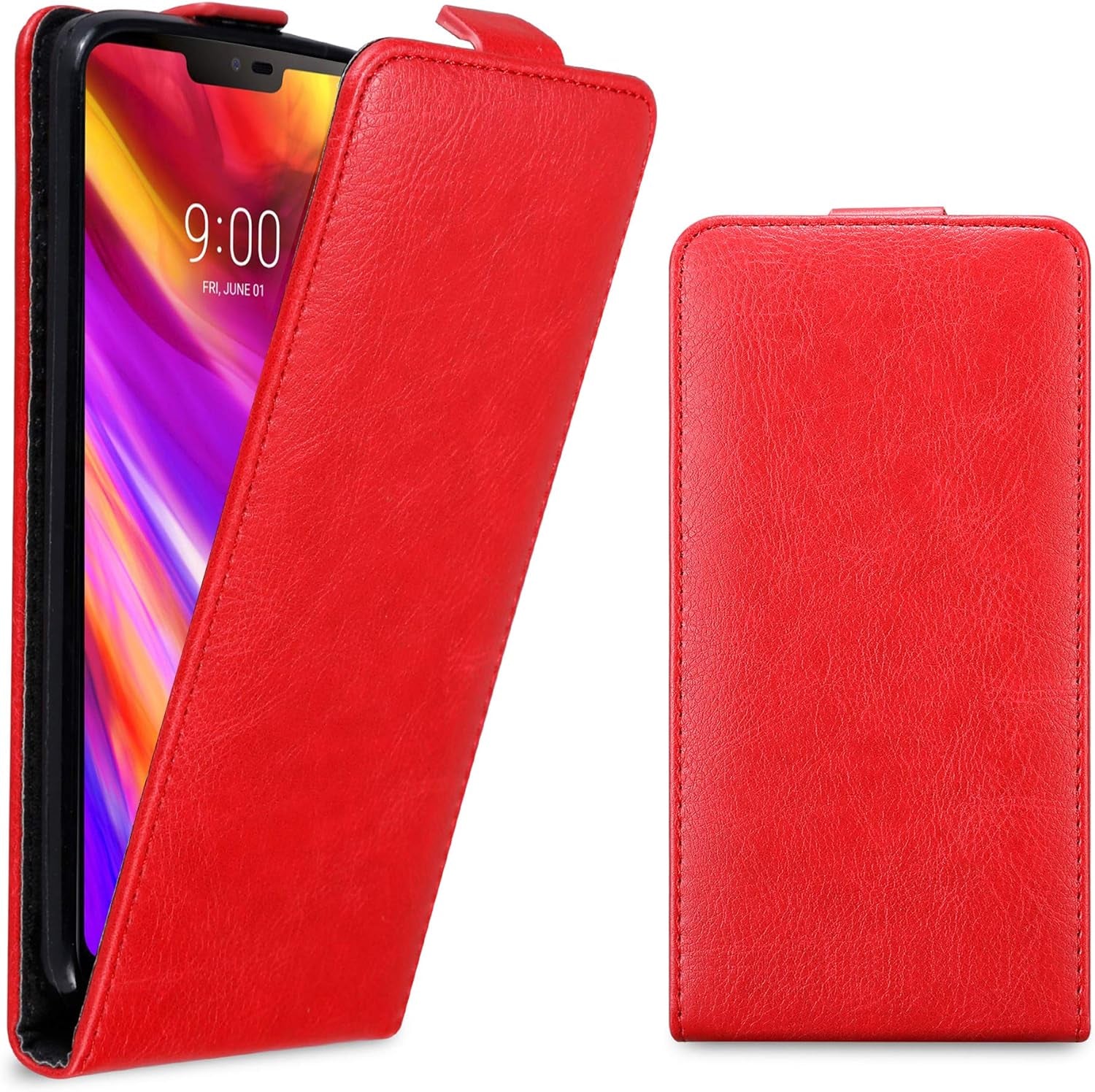 Cadorabo Case Compatible with LG G7 Thinq in Apple RED - Flip Style Case with Magnetic Closure - Wallet Etui Cover Pouch PU Leather Flip  Cadorabo   
