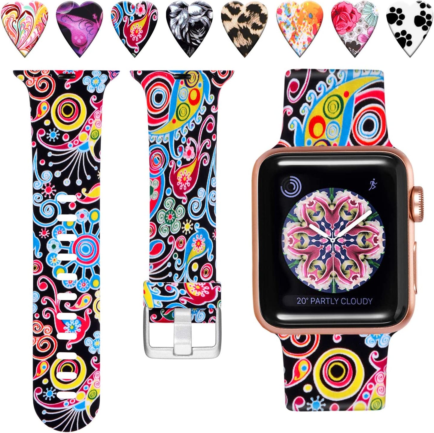Laffav Compatible with Apple Watch Band 41Mm 40Mm 38Mm Iwatch SE & Ultra & Series 8/7/6/5/4/3/2/1 for Women Men, Sexy Leopard, S/M  Laffav Colorful Jellyfish 38/40/41MM M/L 
