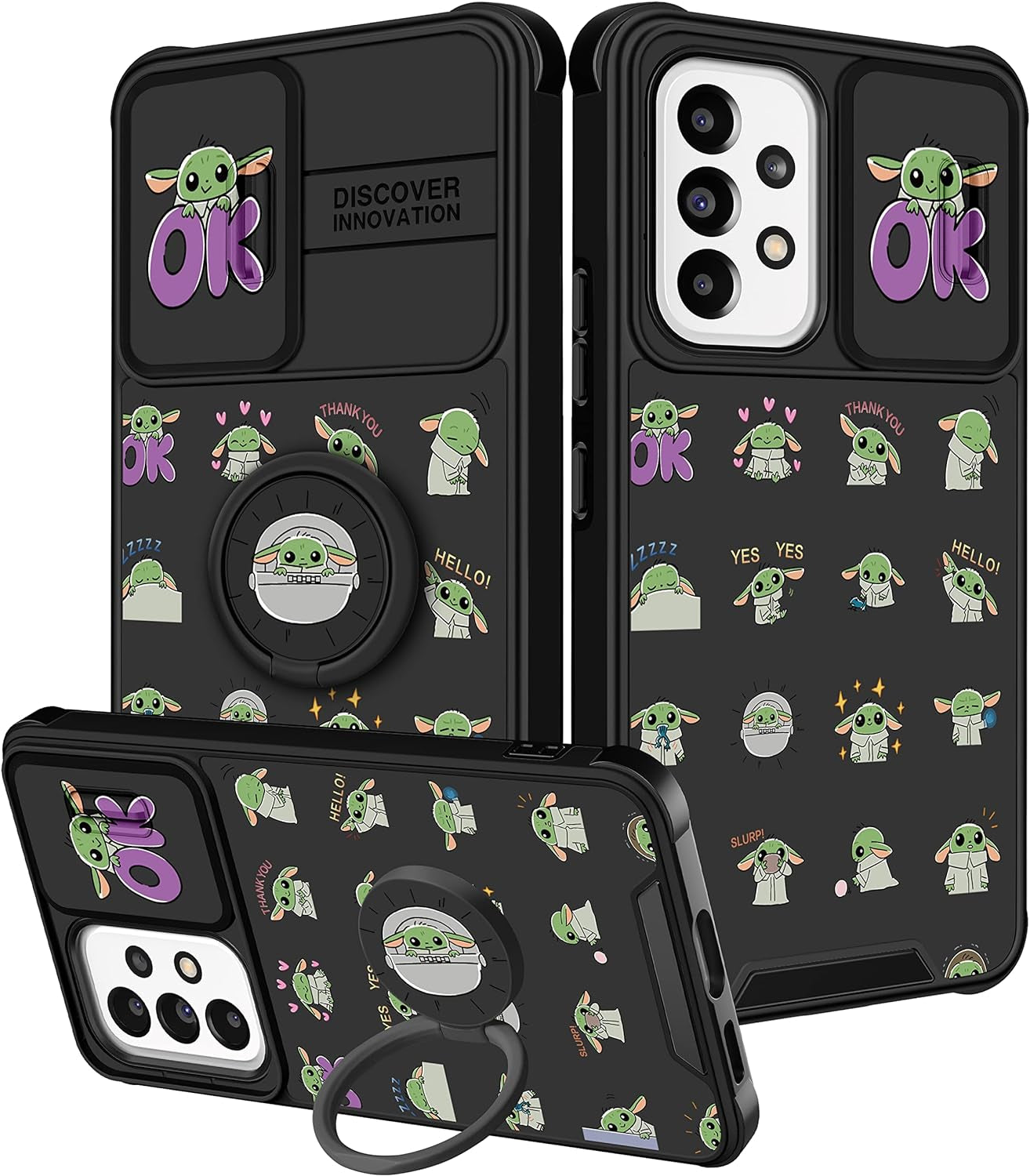 Oqpa for Samsung Galaxy A53 5G Case Cute Cartoon for Women Girly Girls Boys Kids Kawaii Funny Samsung A53 Phone Case Cover with Camera Cover+Ring Holder for Galaxy A53 5G, Happy Miki  meitong2020 Youda  