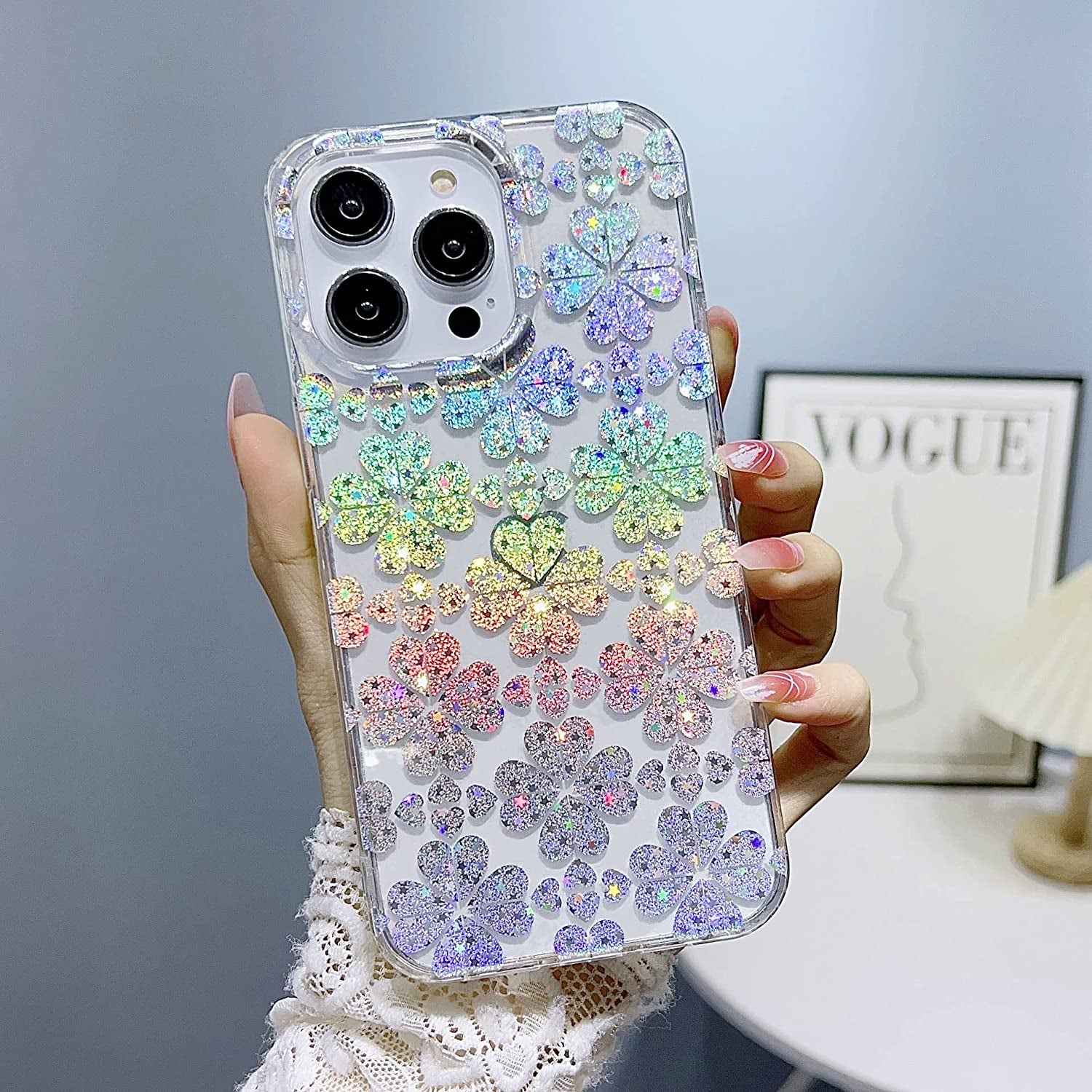J.West for Iphone 14 Pro Case 6.1",Shiny Soft Shockproof Cute Clear Love-Heart Phone Protective Cover for Women,Glitter Plating Pattern Design TPU Bumper Slim Fit Phone Case for Girls  J.west   