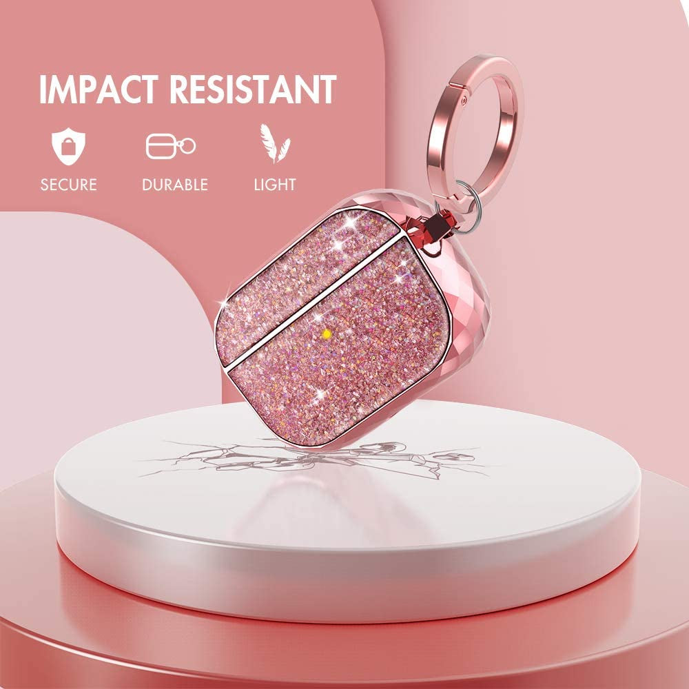 Ahastyle Airpods Pro Case Cover for Women Girls, Luxury Glossy Hard Shell Case Cover Accessories Compatible with Apple Airpods Pro Charging Case (Rose Gold)  AHASTYLE   