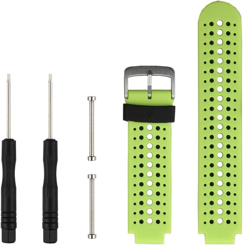 Ybludiy Compatible with Garmin Forerunner 235 Band,Soft Silicone Replacement Watch Band Fit Garmin Forerunner 235/235 Lite/220/230/620/630/735Xt/Approach S20/S6/S5 Bands  Ybludiy 010-Green  