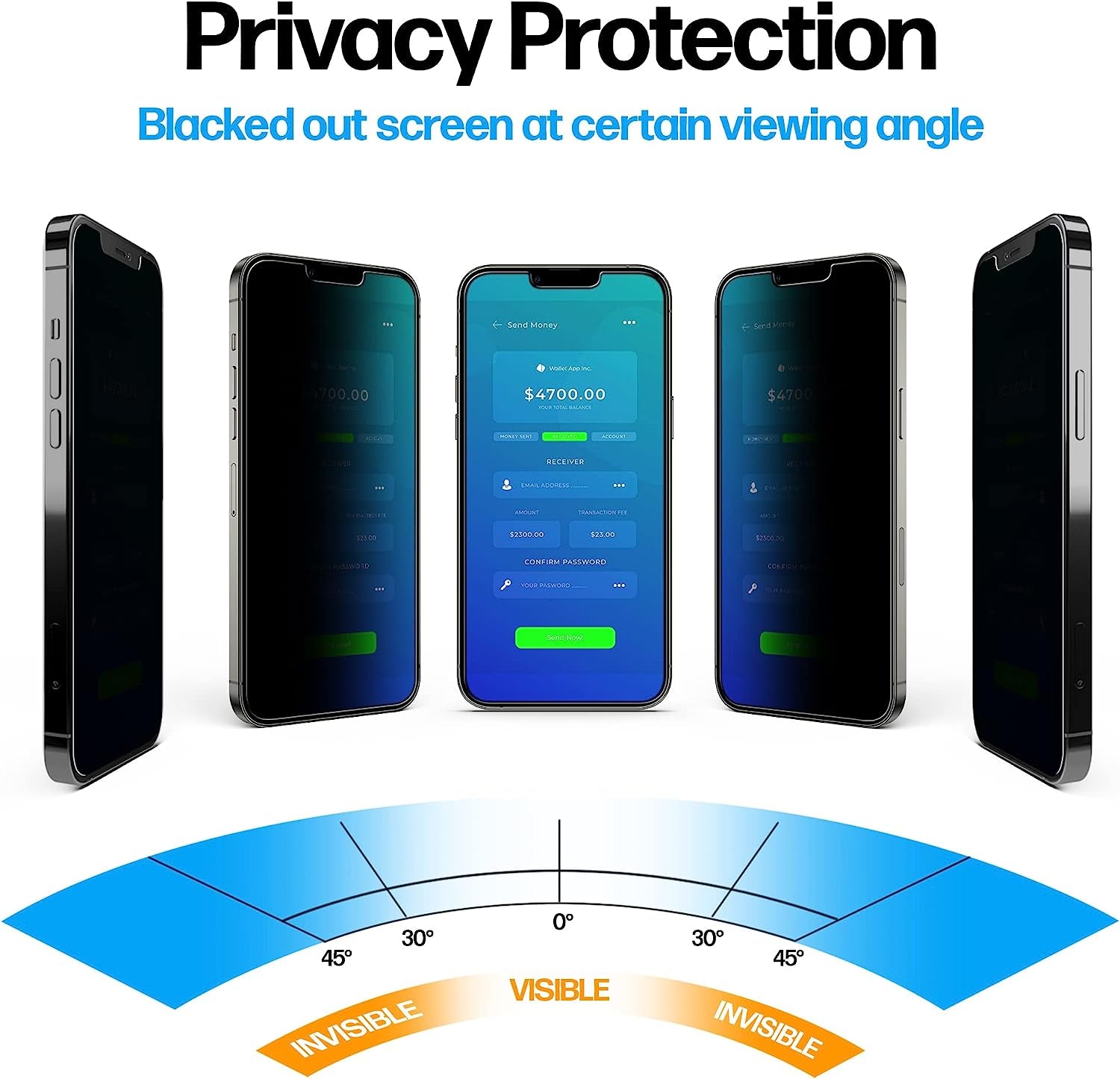 Power Theory Privacy Screen Protector for Iphone 14, Iphone 13, Iphone 13 Pro Tempered Glass anti Spy Protection with Easy Install Tray  Power Theory   