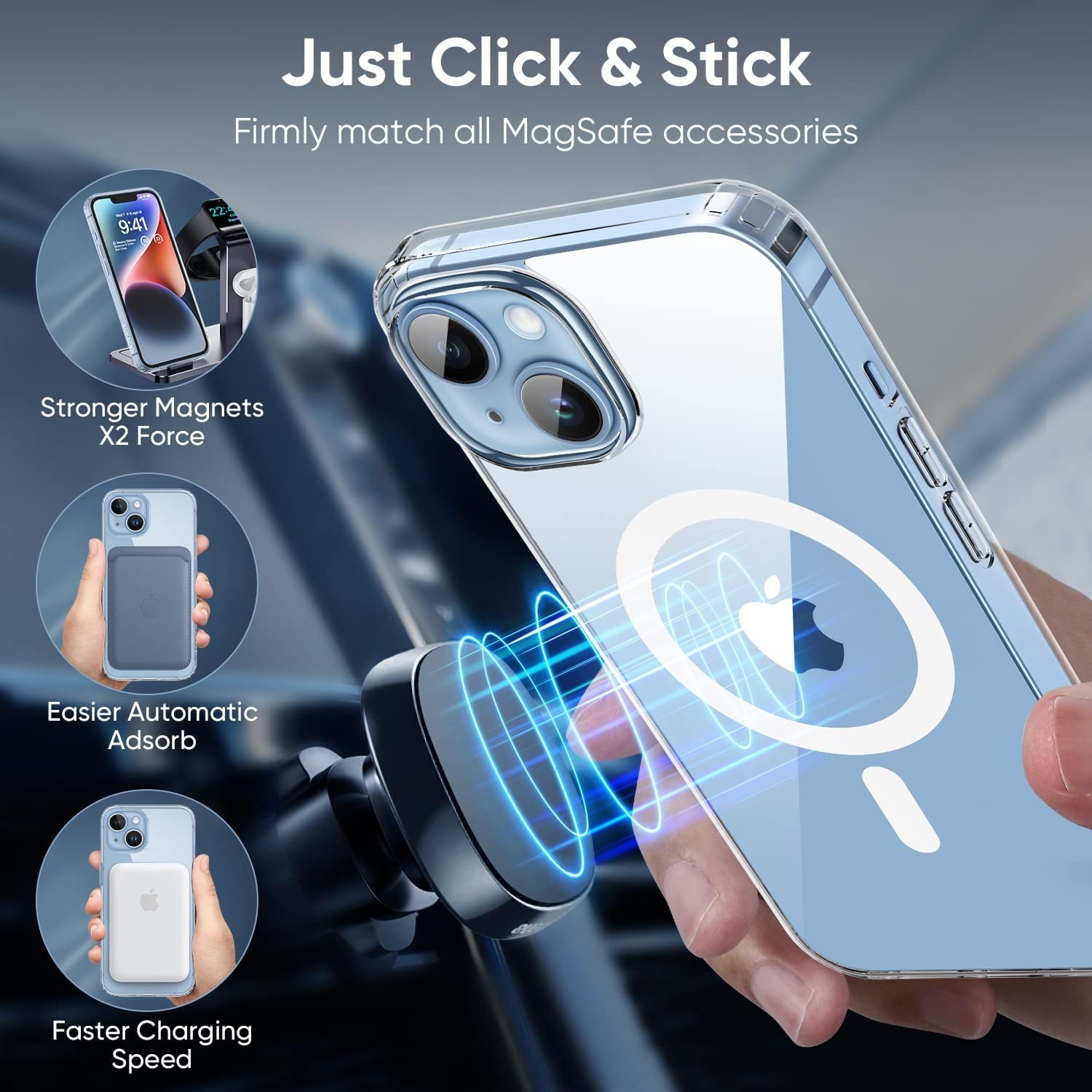 (2023 New) for Iphone 14 Case with Magsafe, [Strong Magnet] [Non-Yellowing] [10FT Military Grade Protection] Magnetic Clear Slim Phone Case Bumper Thin Cover for (Apple Iphone14, Clear Mag Safe)  Gotrays Gavin LLC   