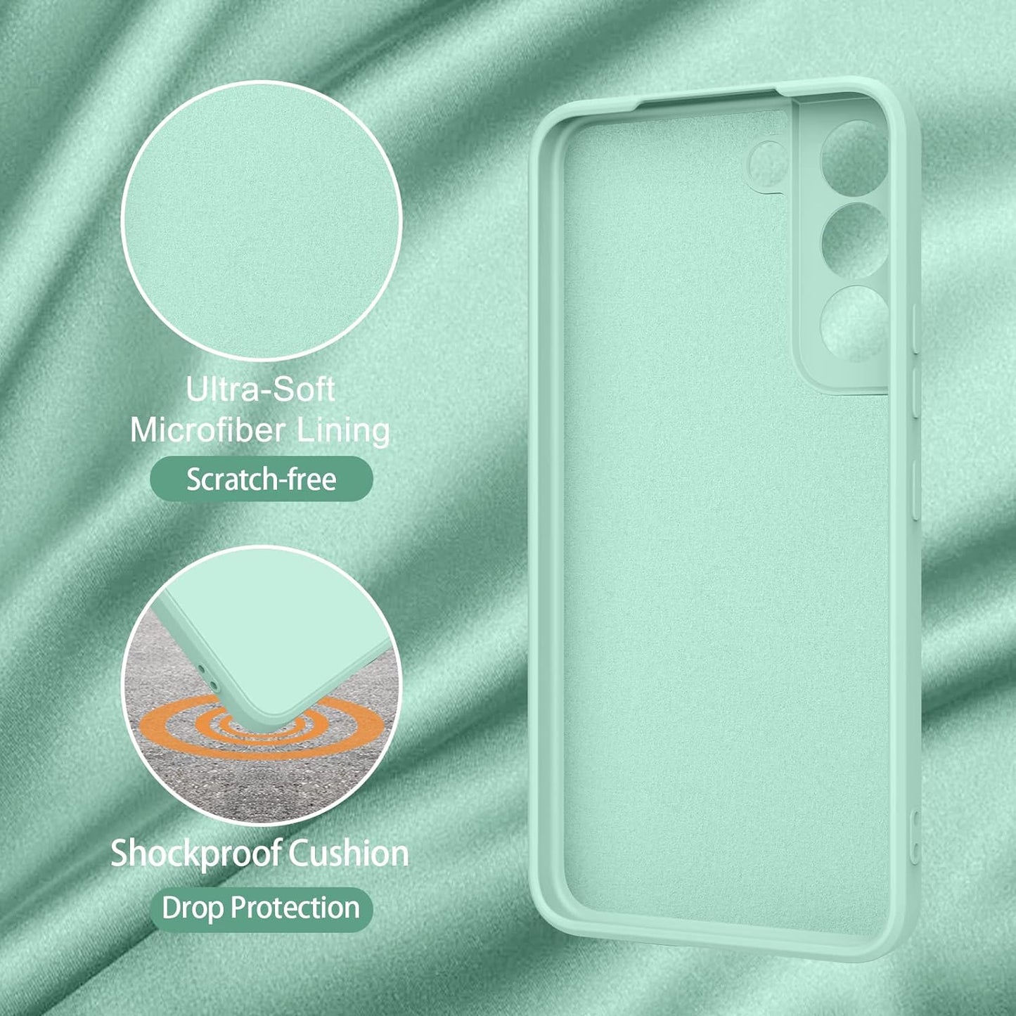 Vanjua [2 Pack] for Samsung Galaxy S22 Case, Stylish Liquid Silicone Slim Full-Body Protective Cover for Samsung Galaxy S22 5G 6.1 Inch Phone Case (Navy Blue+Light Cyan)  Vanjua   