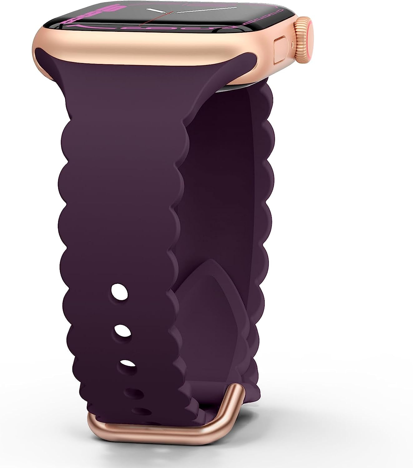 Sunnywoo Lace Silicone Band Compatible with Apple Watch Bands 38Mm 40Mm 41Mm 44Mm 42Mm 45Mm 49Mm, Women Soft Sport Strap Wristband Replacement for Iwatch Series Ultra 8 SE 7 6 5 4 3 2 1  Sunnywoo Dark Cherry 42/44/45/49mm 