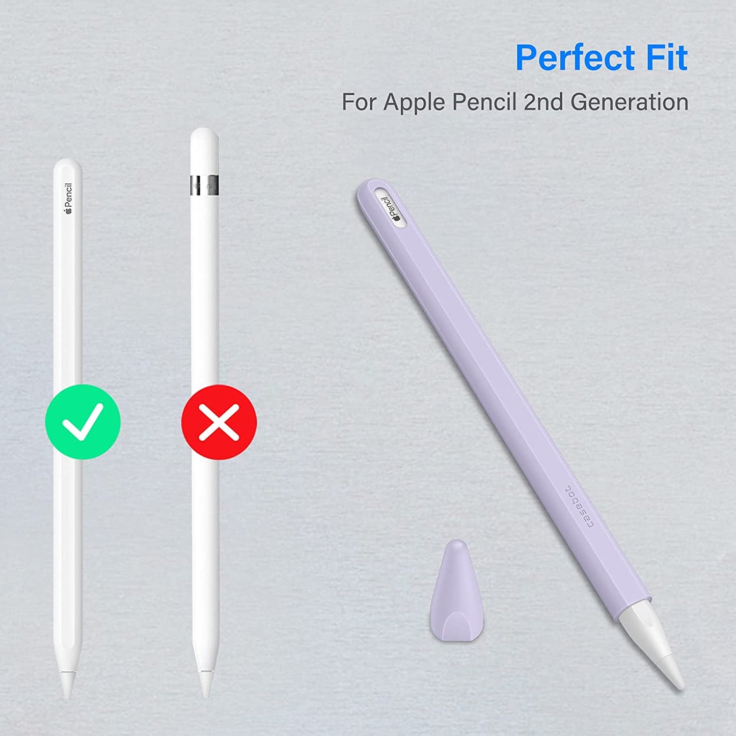 Fintie Silicone Sleeve for Apple Pencil 2Nd Generation, Light Pen Skin Case Cover Soft Protective Pencil Grip Holder with 2 Nib Covers Accessories, Lilac Purple  FINTIE   