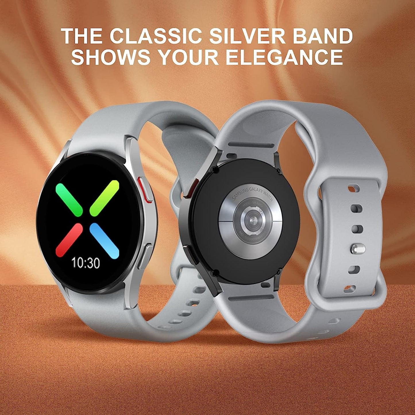 12 Pack Gapless Bands Compatible for Samsung Galaxy Watch 4 / Watch 5 Band 40Mm 44Mm / Galaxy Watch 5 Pro 45Mm/ Classic 4 46Mm 42Mm,Rose Gold Silver Silicone Replacement Wristbands Strap for Women Men  Areziir   