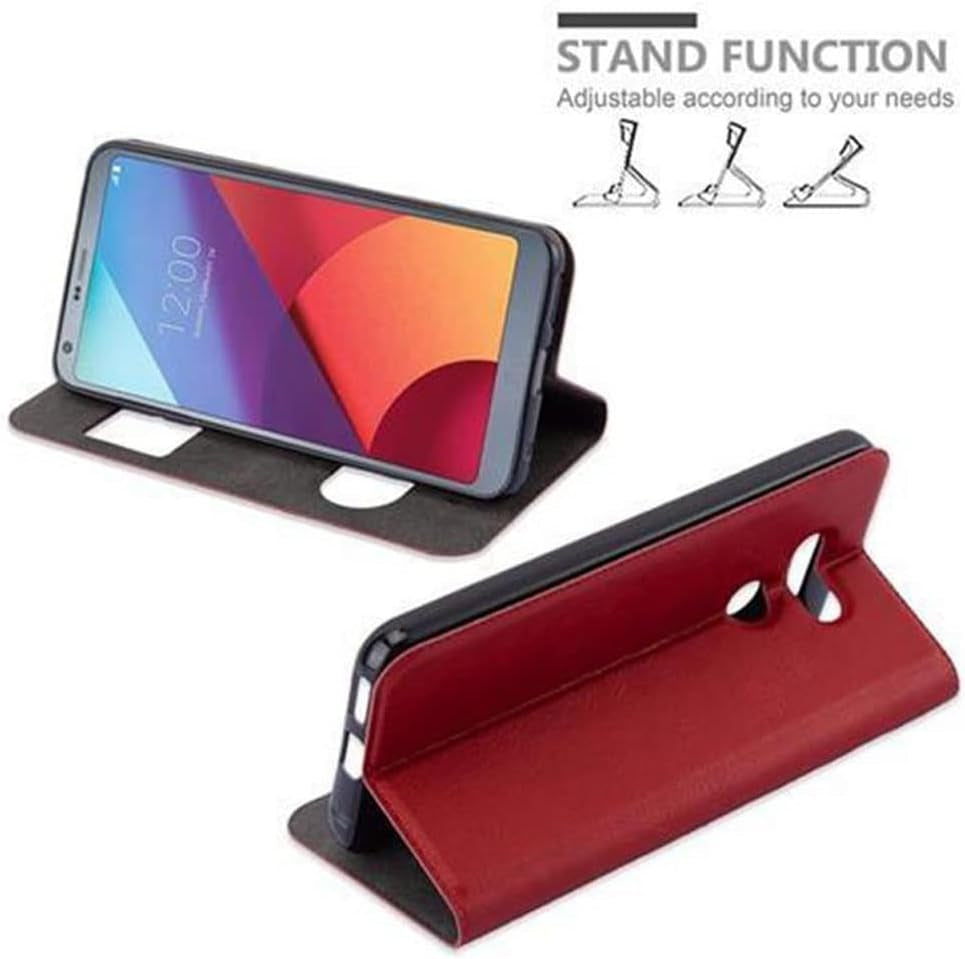 Cadorabo Book Case Compatible with LG G6 in Saffron RED - with Magnetic Closure, 2 Viewing Windows and Stand Function - Wallet Etui Cover Pouch PU Leather Flip  Cadorabo   