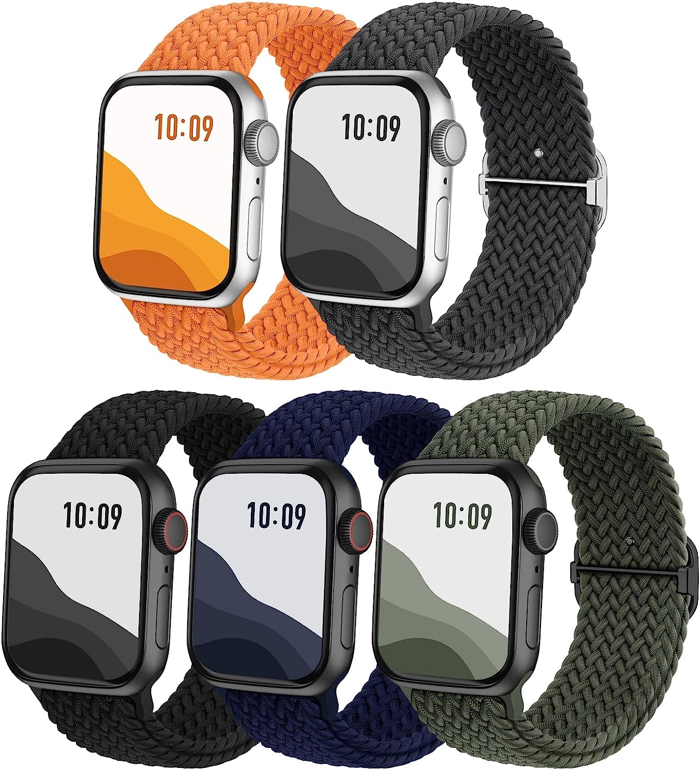 5-Pack Braided Solo Loop Compatible with Apple Watch Band 38Mm 40Mm 41Mm 42Mm 44Mm 45Mm 49Mm Women Men, Adjustable Stretchy Elastic Straps Wristbands for Iwatch Series Ultra SE 8 7 6 5 4 3 2 1  Viccoky   