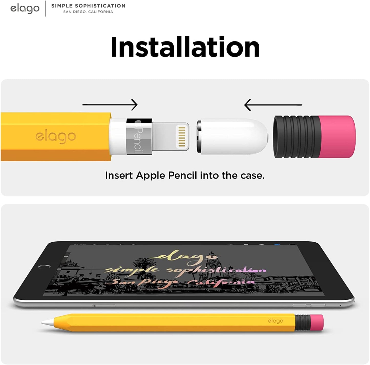 Elago Classic Pencil Case Compatible with Apple Pencil 1St Generation, Perfect Grip, Protective Skin Cover, Silicone Sleeve  elago   