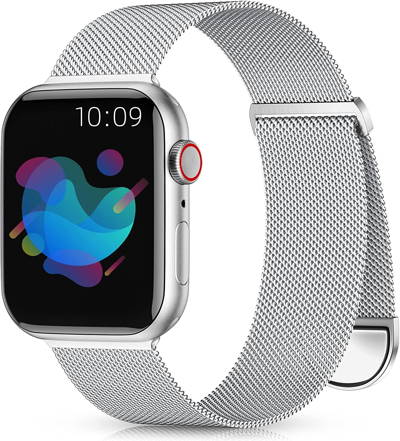Zedoli Metal Band Compatible with Apple Watch Bands 40Mm 38Mm 41Mm 45Mm 44Mm 42Mm 49Mm for Women Men, Stainless Steel Milanese Mesh Loop Magnetic Wristbands for Iwatch Series 8 7 6 5 4 3 2 1 SE Ultra  Zedoli Silver 42/44/45/49mm 