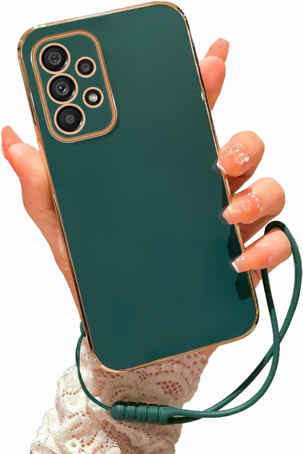 For Samsung Galaxy A53 Case, A53 5G Case for Women Glitter Crystal Butterfly Heart Floral Soft TPU Luxury Bling Cute Protective Cover with Kickstand Strap for Samsung A53 5G (Rose Gold)  KuDiNi Forest Green  