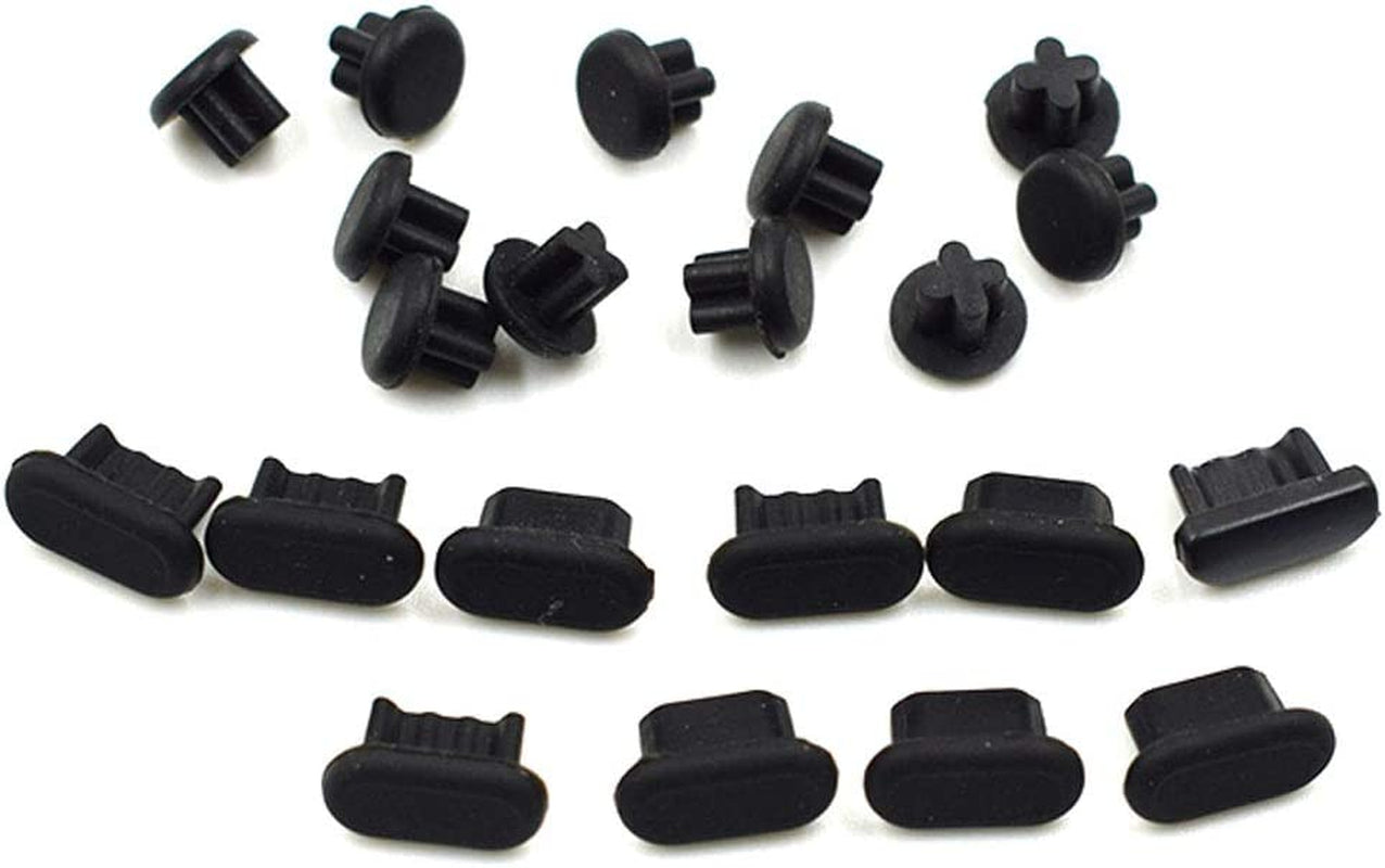 Hxchen Silicone anti Dust Plugs - Compatible Android Micro USB Port & Headphone Jack - Cell Phone Dust Plug Set Black - (10 Sets)  Hxchen   