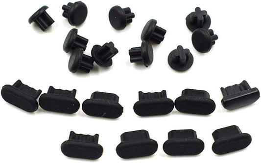 Hxchen Silicone anti Dust Plugs - Compatible Android Micro USB Port & Headphone Jack - Cell Phone Dust Plug Set Black - (10 Sets)  Hxchen   