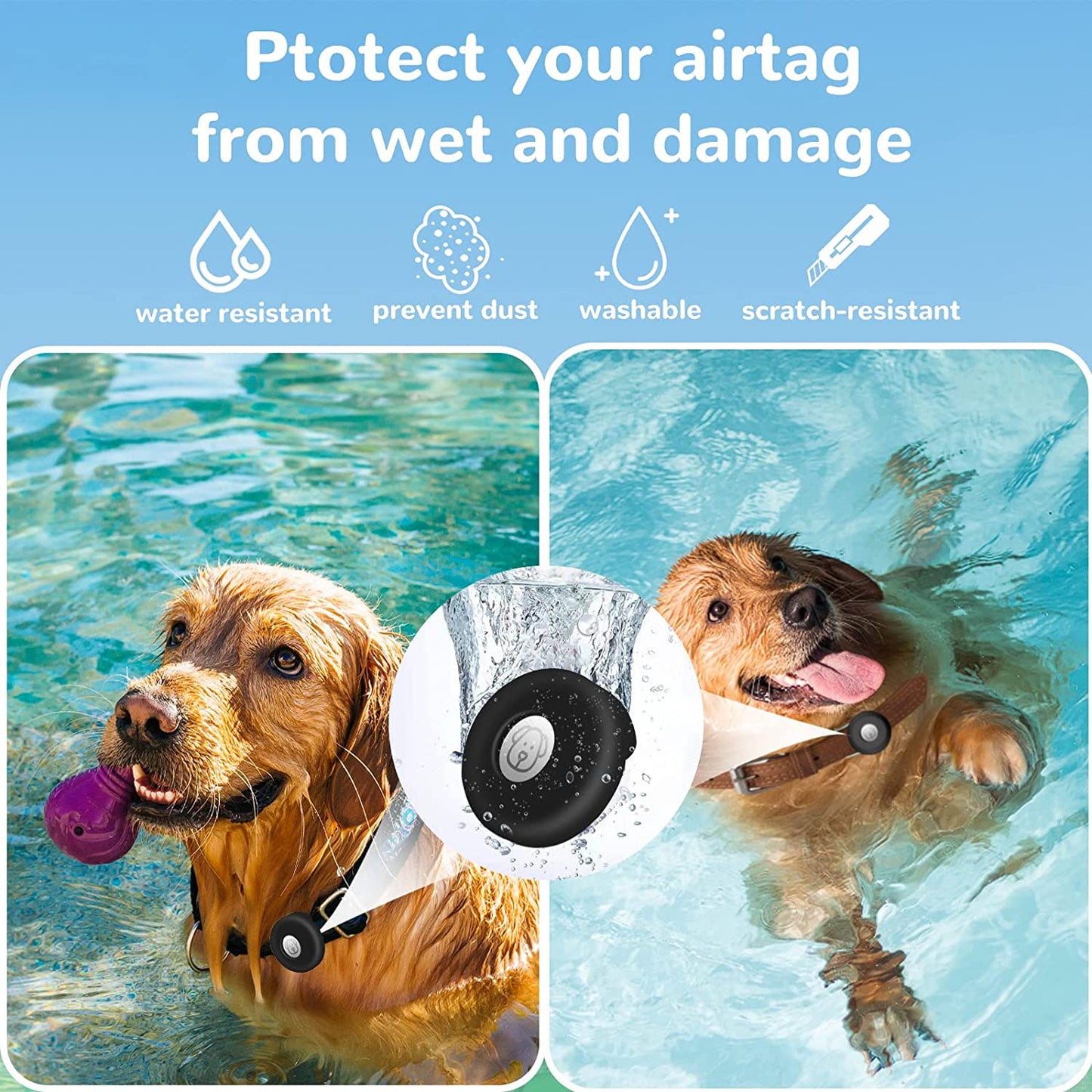 Airtag Holder for Dog Collar, CAISATEQ Silicone Apple Protective Air Tag Case Holder for 0.8-1.2Inch Pet Dog Cat Collar, Dog Tracker Case Compatible with Apple Airtag  CAISATEQ   