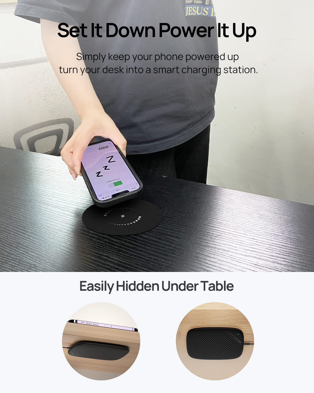 KPON Invisible Wireless Charger - 40MM(1.57") under Desk Wireless Phone Charger - Hidden Charging Station for Iphone 14/13/12/Wireless Phones(Adapter Included)  Ningbo Youdian Electronic Technology Co., Ltd.   
