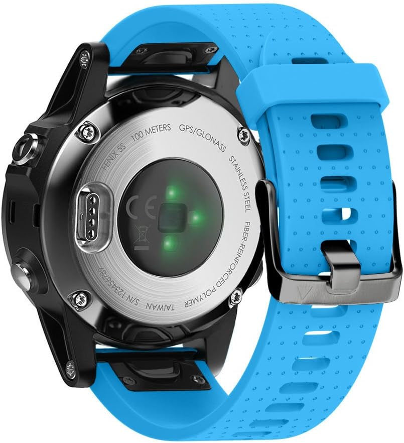 ANCOOL Compatible with Fenix 5S Bands Easy Fit 20Mm Silicone Watch Bands Replacement for Fenix 7S/D2 Delta S/Fenix 6S/Fenix 6S Pro/Fenix 5S plus Smartwatches (Black)  ANCOOL Black Buckle-Blue  