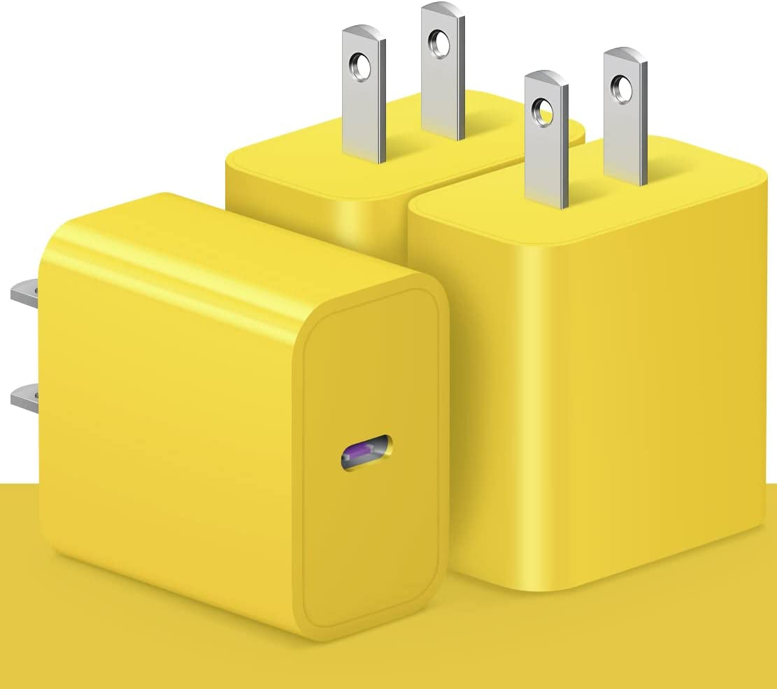 [3 Pack] USB C Wall Charger【Apple Mfi Certified】Iphone Charger Block 20W PD Power Adapter for Iphone 14/14 Pro/14 Pro Max/14 Plus/13/12/11, Ipad Pro, Google Pixel 7/6/5/4/3, Samsung Galaxy S22 S21 S20  Shenzhen Dipinle Technology Co., Ltd 3Pack Yellow  
