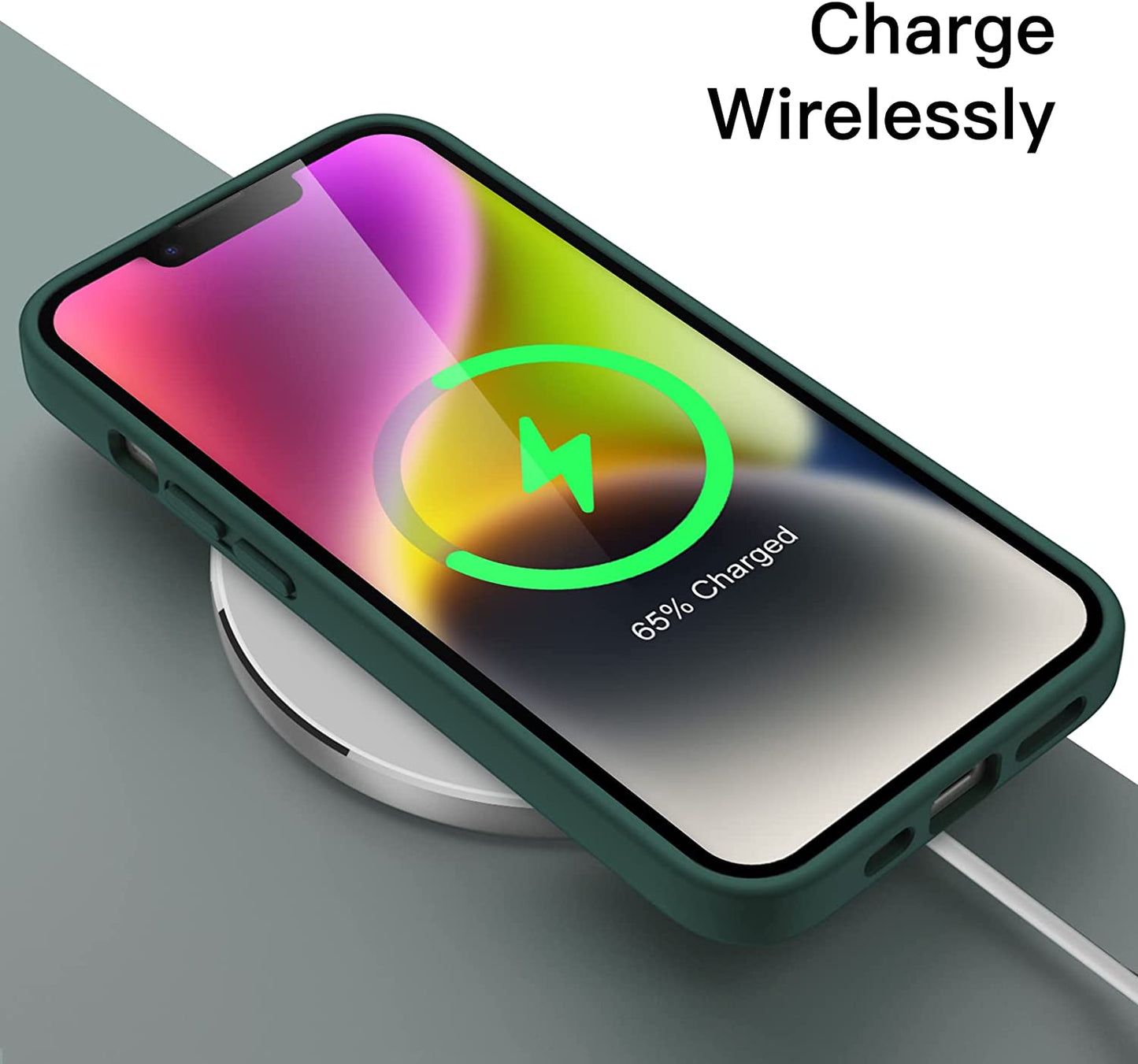 Jetech Silicone Case for Iphone 14 6.1-Inch, Silky-Soft Touch Full-Body Protective Phone Case, Shockproof Cover with Microfiber Lining (Midnight Green)  JETech   