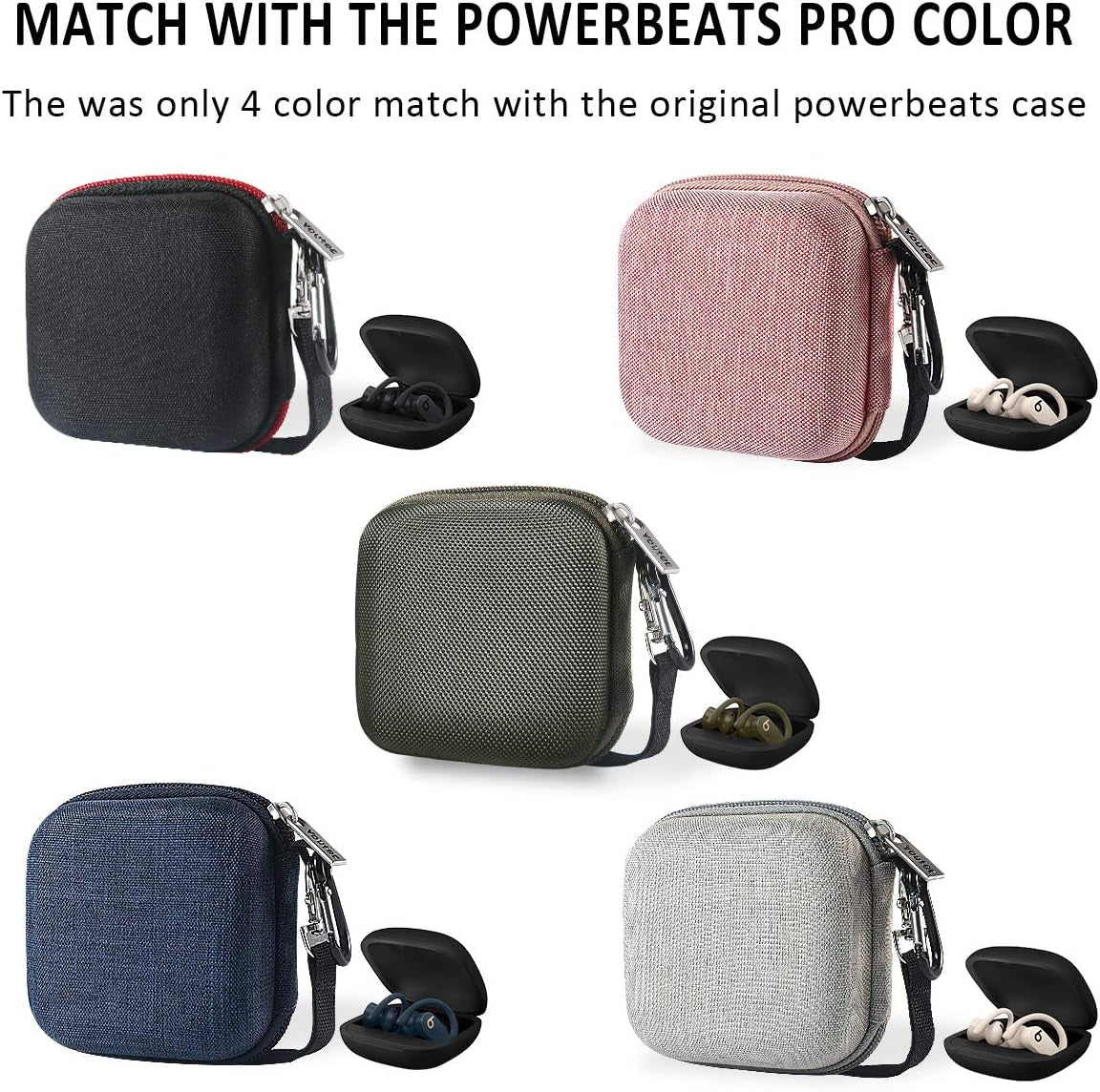 Youtec Compatible with Powerbeats Pro Case Cover, Hard Travel Protective Carrying Storage Cover Case Nylon Accessories Bag Women Men with Lanyard + Carabiner Compatible with Power Beats Pro  Youtec   