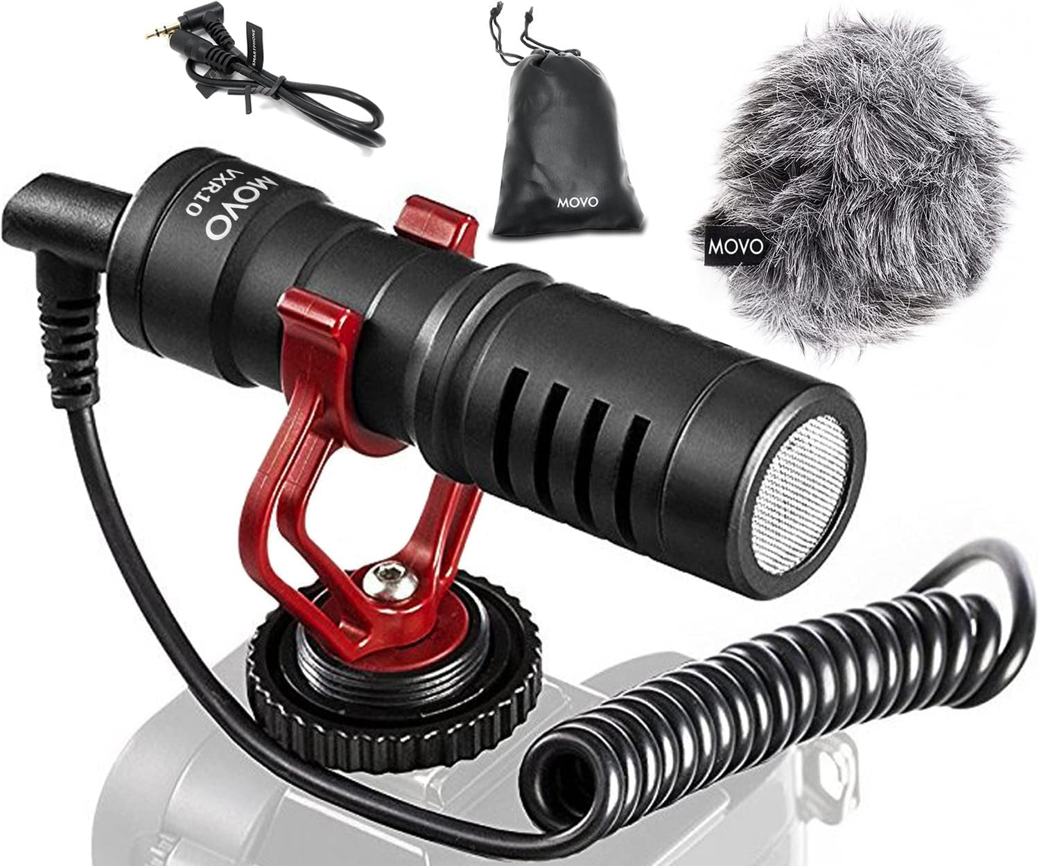 Movo VXR10 Universal Video Microphone with Shock Mount, Deadcat Windscreen, Case for Iphone, Android Smartphones, Canon EOS, Nikon DSLR Cameras and Camcorders - Perfect Camera Microphone, Shotgun Mic  Movo   