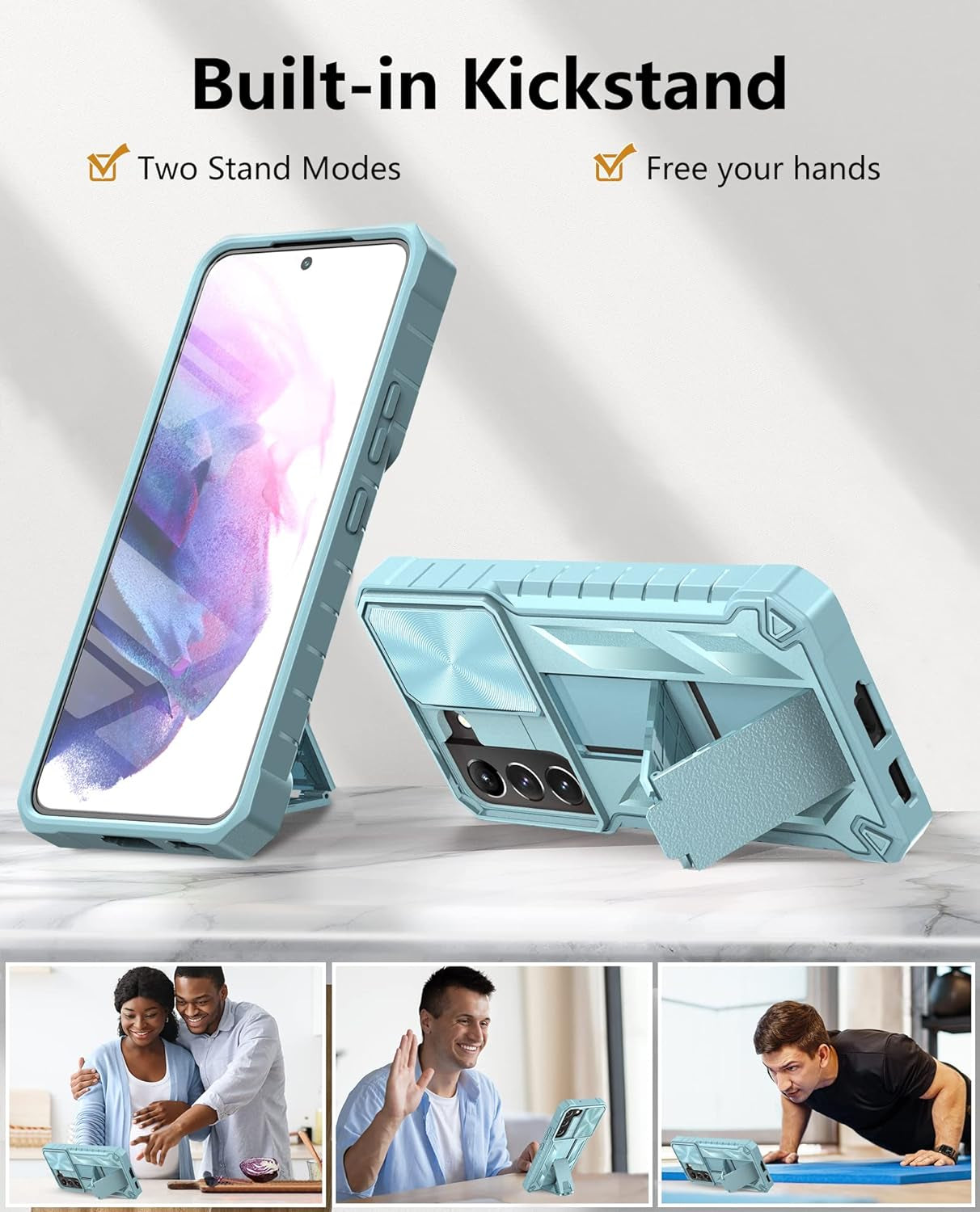 WTYOO for Samsung Galaxy S22-Plus Case: Military Grade Drop Proof Protective Rugged TPU Matte Shell | Shockproof Durable Protection Tough Cell Phone Cover with Built-In Kickstand  WTYOO   