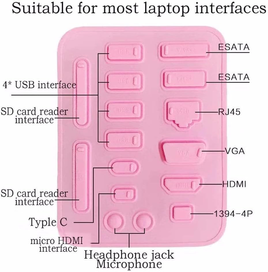 16Pcs/Set Laptop anti Dust Plug Colorful Silicone anti Dust Plug Cover Stopper Dust Plug USB Port HDMI RJ45 Interface Waterproofcover(Green)  generic   