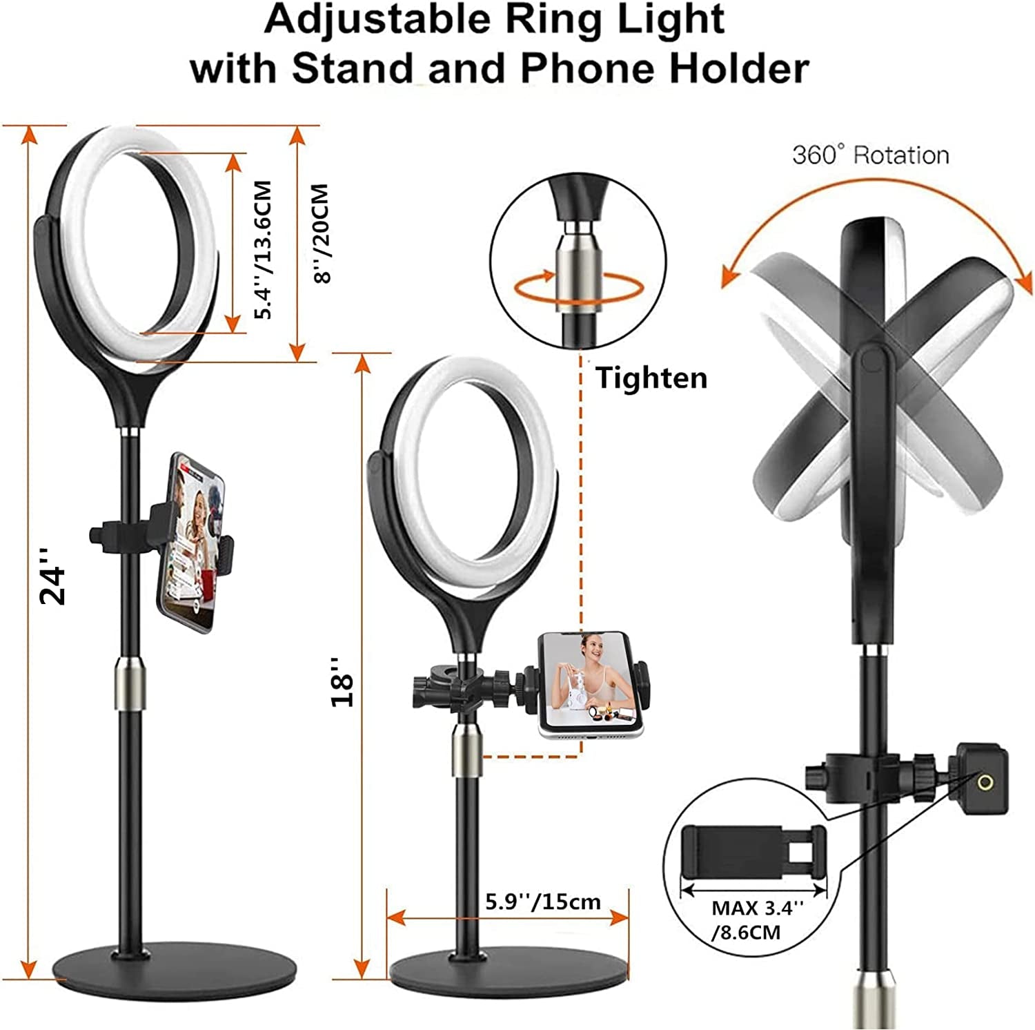 Computer Ring Light for Video Conference Lighting, Desktop Ring Lights with Stand for Laptop Zoom Light, Online Virtual Meeting, Video Call, Selfie Light for Phone Video Recording, Makeup, Live Stream  Yarrashop   