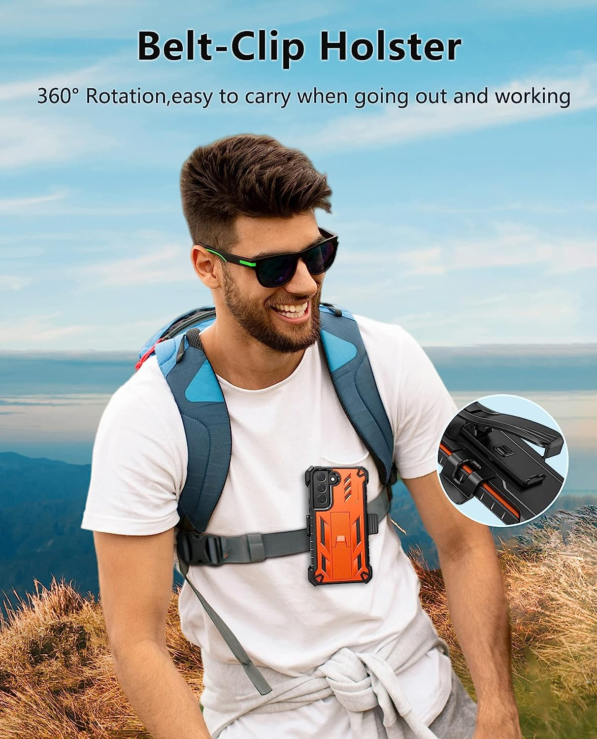 FNTCASE for Samsung Galaxy S22 Protective Case: Military Grade Protection Rugged Anti-Drop Case with Belt-Clip Holster & Kickstand - Full Shockproof Sturdy Durable Bumper Textured Cell Phone Cover  FNTCASE   