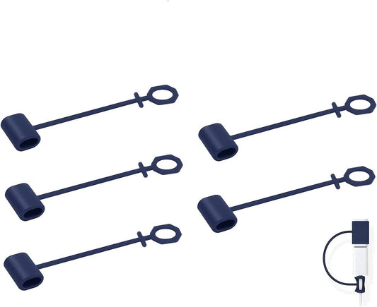 [5 Pack] Rubber Keeper/Silicone Case/Holder/Lanyard Accessories for Type-C, Microusb, 8 Pin, Ios 14 Adapter, Apple Pencil, 3.5Mm Jack, Attach Converter to Charging Cable, Travel, Keychain, Blue Tether  meenova   