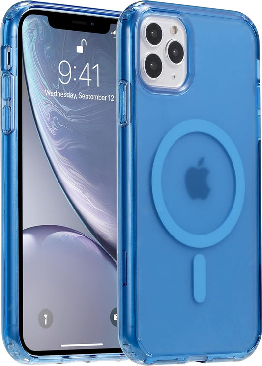 Yriklso for Iphone 11 Pro Max Magnetic Case, Built in Magnets Compatible with Magsafe, Translucent Matte Hard PC Back Cover + Soft TPU Frame Slim Bumper Case for Iphone 11 Pro Max（6.5"）,Blue  Yriklso   