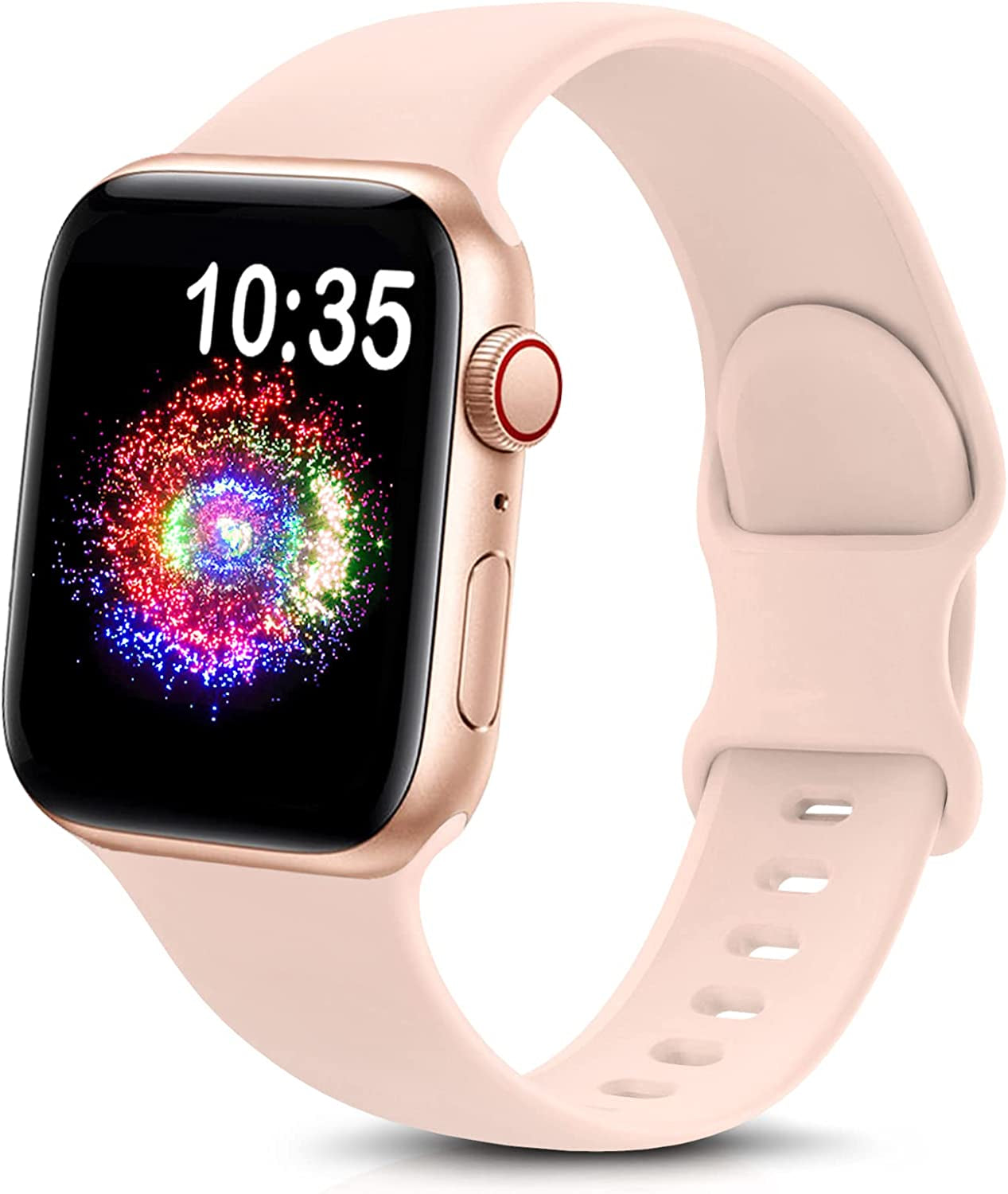 Treasuremax Sport Band Compatible with Apple Watch Bands 38Mm 40Mm 41Mm 42Mm 44Mm 45Mm 49Mm,Soft Silicone Replacement Strap Compatible for Apple Watch Series Ultra 8 7 6 5 4 3 2 1 SE Men Women  TreasureMax Pink Sand 42MM/44MM/45MM/49MM 