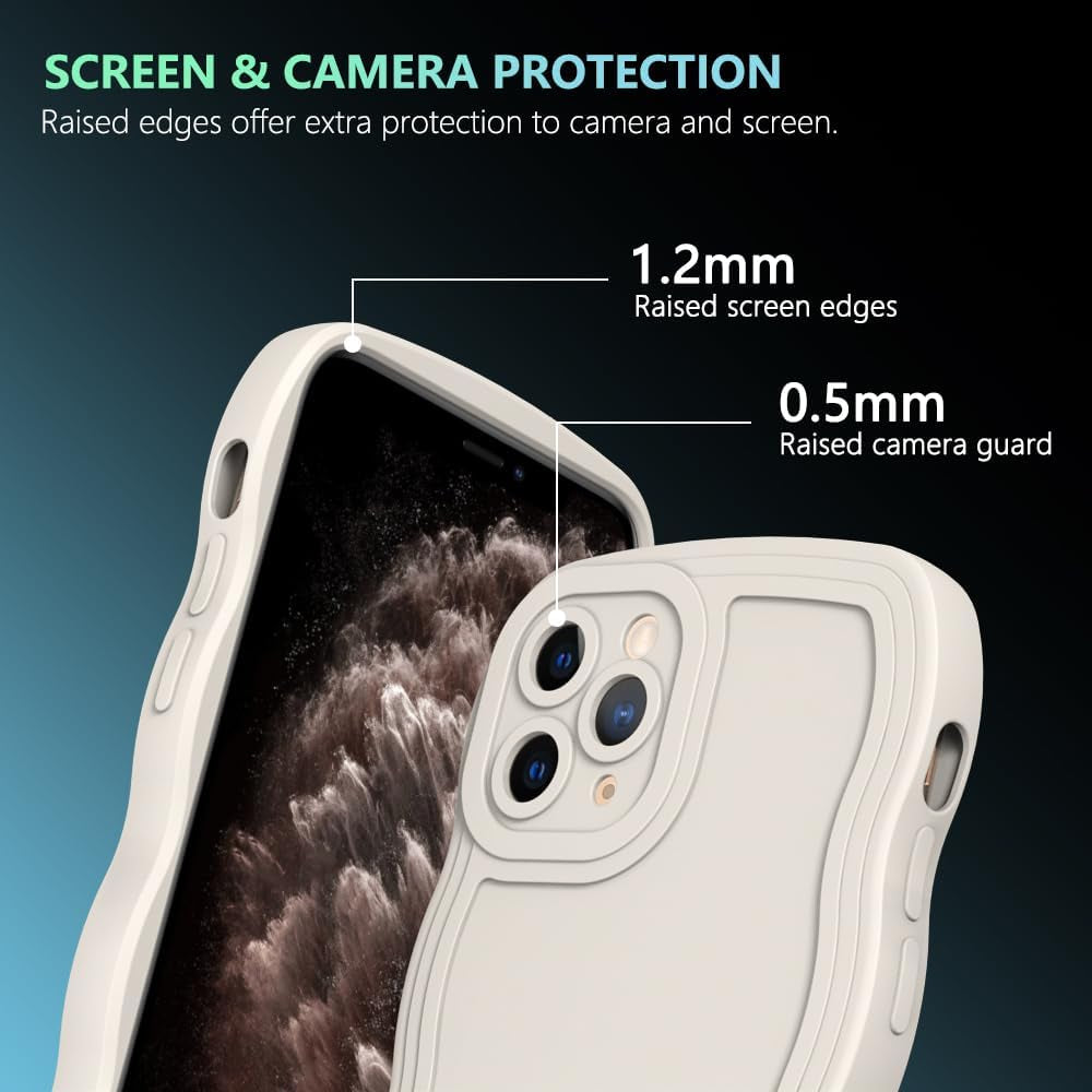 WOGROO Case for Iphone 11 Pro Case,Wave Curly Frame Design,Soft Flexible Tpu,Cute Wavy Solid Color Aesthetic Flashion Phone Case Shockproof Protective Case Cover 5.8" - Creamy White  WOGROO   