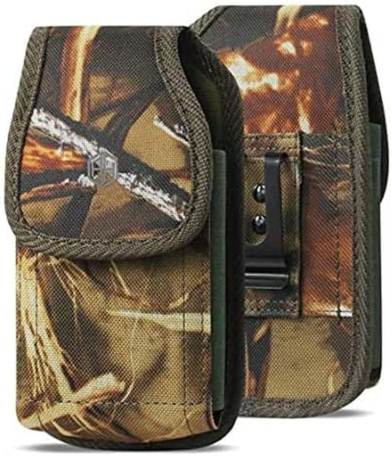 AH Hunting Tree CAMO Nylon Phone Holster W/Belt Loop, for Android Moto Iphone 11 Pro Max XS Max Iphone 8 Plus,6S+ 6 Plus, Oneplus 6T Pouch Holster Holder Bag Waist Carrying Fits Thick Case (Large)  AccessoryHappy   