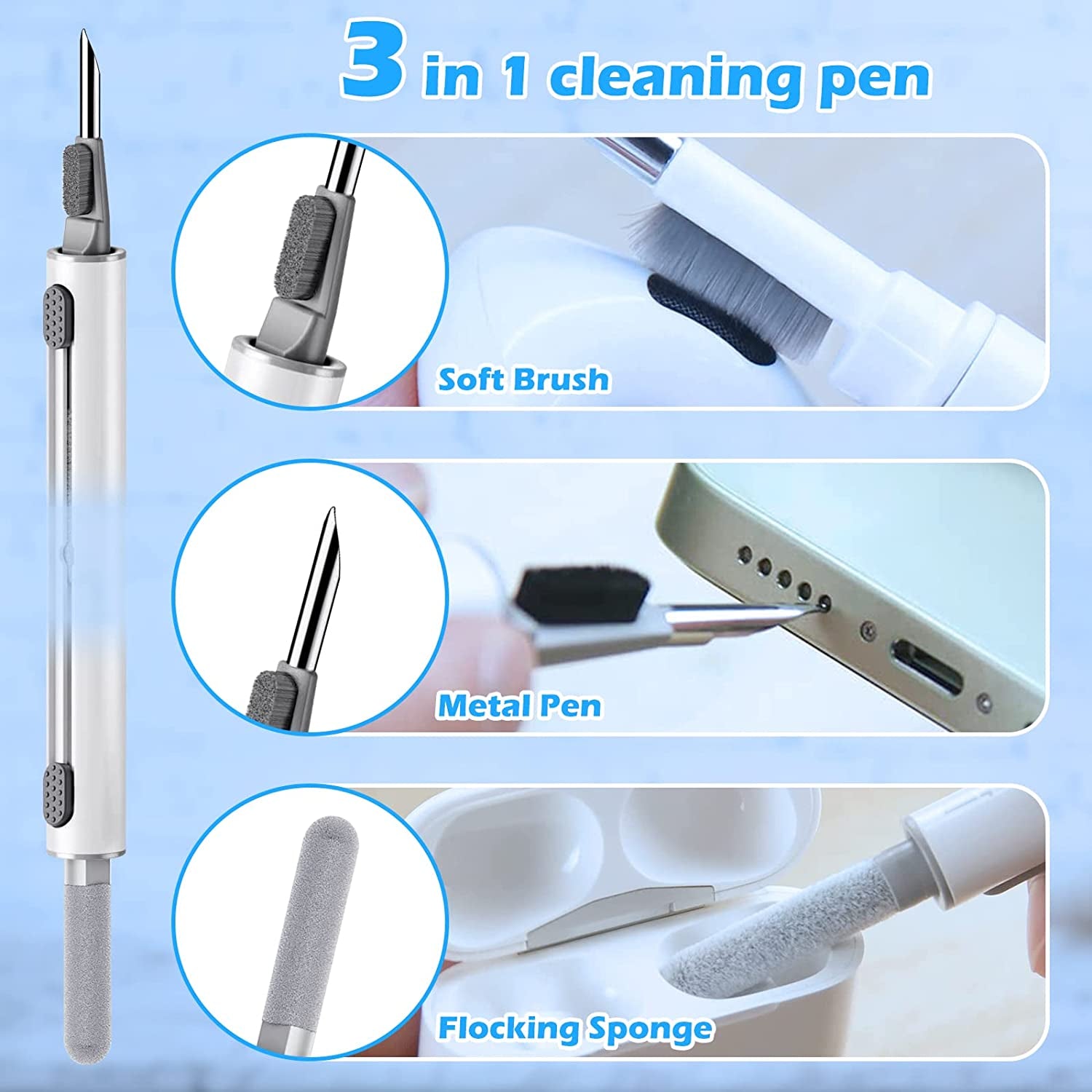 Cleaner Kit for Airpods, Airpod Pro Cleaning Pen Soft Brush for Airpods Pro 1 2, 20Pcs Earbuds Cleaning Kit for Phone Charging Port,Earphones,Earbuds, Laptop,Smartwatch,Camera Lens  YaosiYeen   