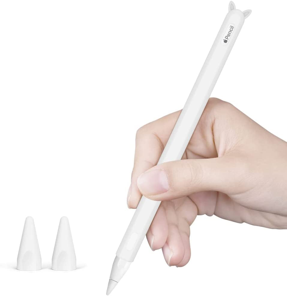 Silicone Case for Apple Pencil 2Nd Generation Holder Sleeve Skin Pocket Cover Accessories Kit for Ipad Pro 11 12.9 Inch 2018, Cute Soft Grip Pouch Cap Holder and 2 Protective Nib Covers (Purple)  Hydream White  