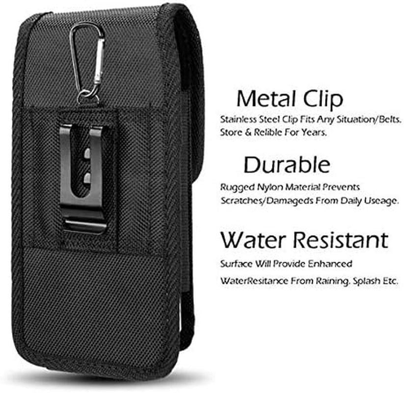 AISCELL Rugged Black Canvas Nylon Pouch Carrying Case Metal Belt Clip Holster for Oneplus Nord N30 5G, Nord N300 5G, 11,10T 5G,10 Pro,Nord N20 5G,Nord N200,Oneplus 9 (Fit Protective Case Cover On)  AISCELL   