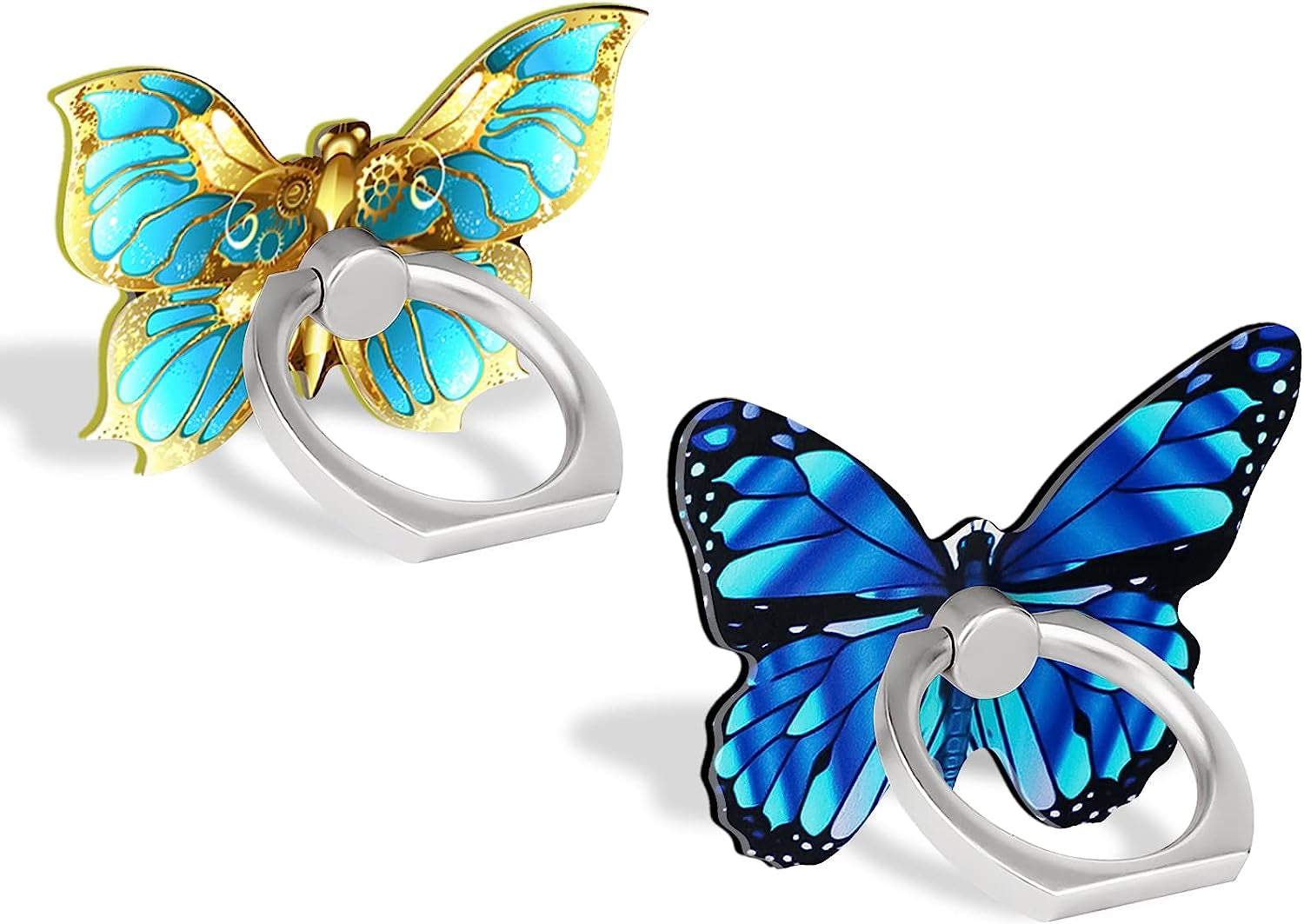 BF2JK Cell Phone Butterfly Finger Ring Holder 360 Degree Rotation Metal Ring Grip for Iphone Samsung Galaxy All Smartphone Mobile Cute Accessories（Blue Dark Blue）  BF2JK P9  