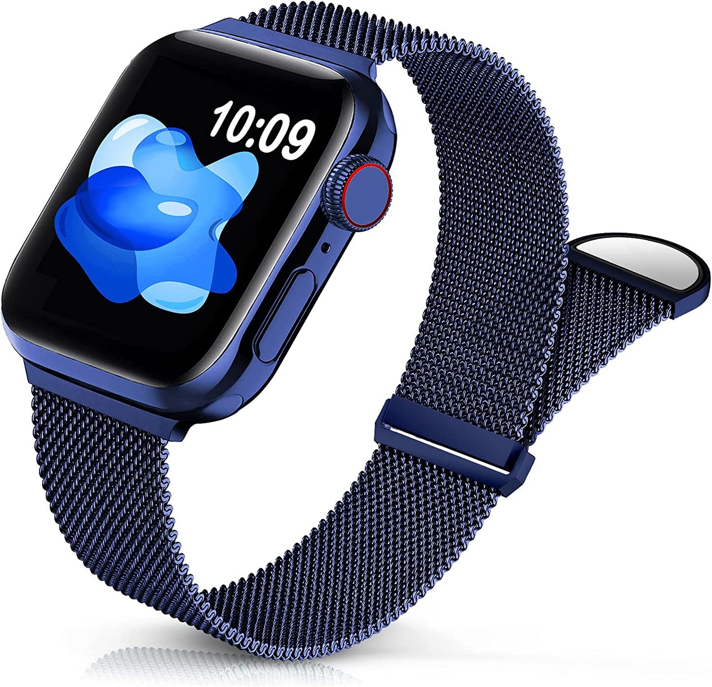 Sunnywoo Metal Stainless Steel Band Compatible with Apple Watch Bands 38Mm 40Mm 41Mm 42Mm 44Mm 45Mm 49Mm,Metal Loop Adjustable Magnetic Strap for Iwatch Series Ultra 8 7 6 5 4 3 2 SE 1 for Women Men  Sunnywoo Navy Blue New 42/44/45/49 mm 