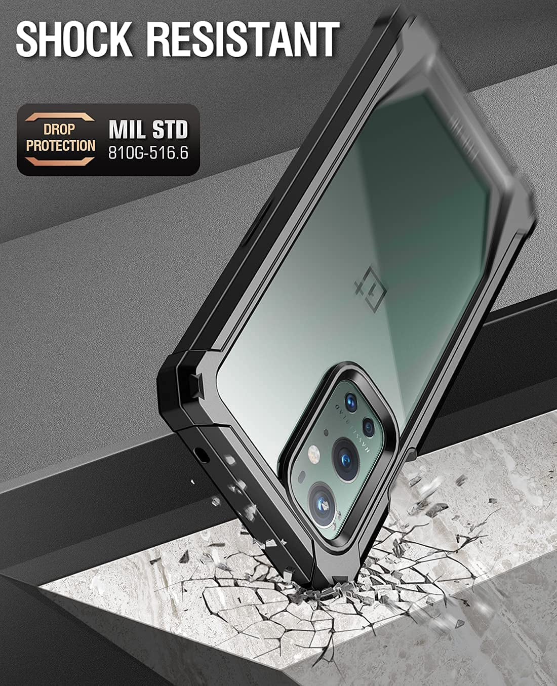 Poetic Guardian Case Designed for Oneplus 9 Pro 5G, Built-In Screen Protector Work with Fingerprint ID, Full Body Hybrid Shockproof Bumper Cover Case, Black/Clear  Poetic   