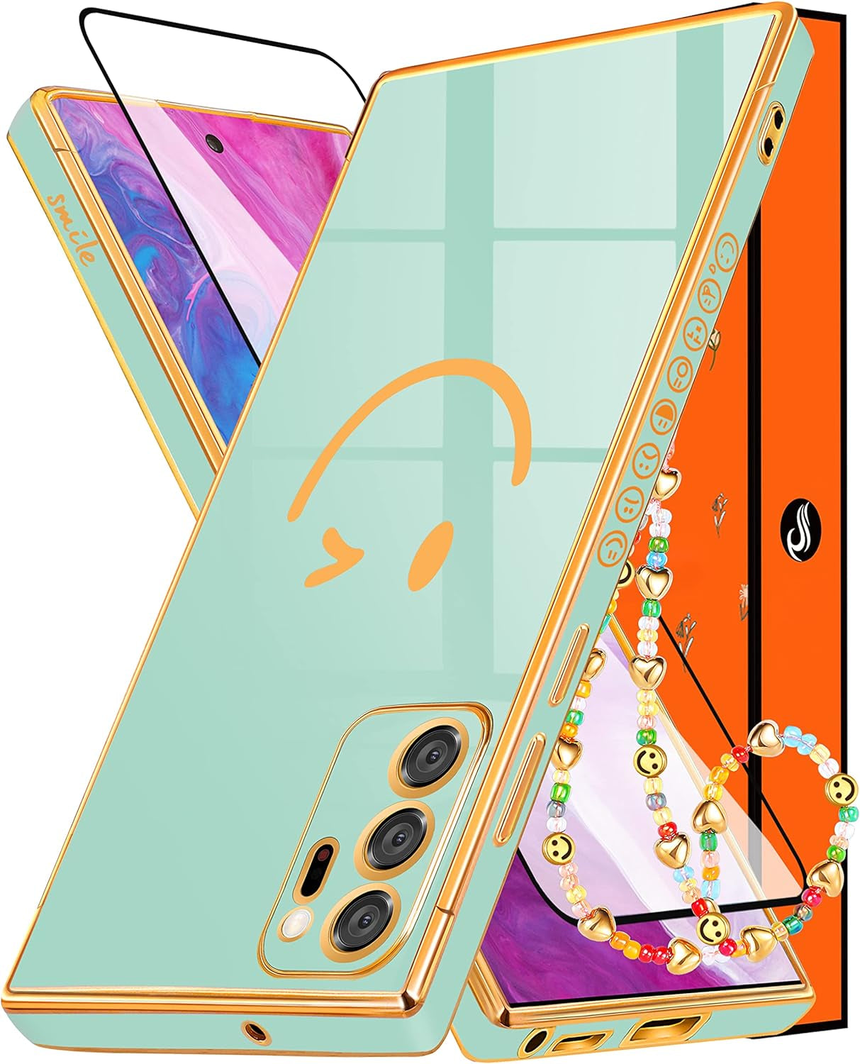 Coralogo for Samsung Galaxy Note 20 Ultra Case Butterfly for Women Girls Girly Pretty Phone Cases Cute Mint Green Gold Plating Butterflies Design with Screen Aesthetic Cover for Note 20 Ultra 5G 6.9"  Coralogo For Galaxy Note 20 Ultra-Mint Green  