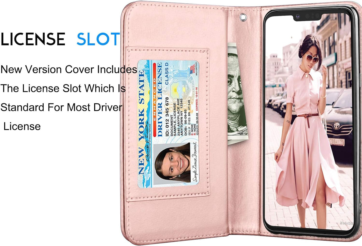 Tekcoo Wallet Case for LG G8 / LG G8 Thinq 2019, Luxury ID Cash Credit Card Slots Holder PU Leather Carrying Purse Folio Flip Cover Cases [Detachable Magnetic Hard Case] Kickstand Strap [Rose Gold]  Tekcoo   