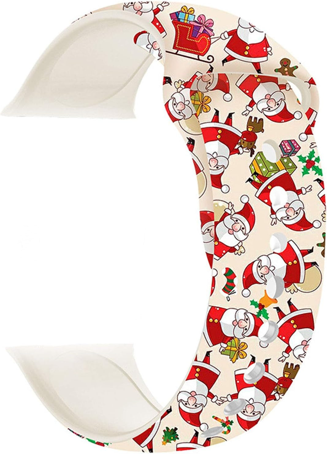 Hi-Yoohere Chic Breathable Christmas Santa Claus Pattern Bands Compatible with Apple Watch 42Mm 44Mm 45Mm M/L, Grade Soft Silicone Sports Wristband Strap for Iwatch SE & Series 8/7/6/5/4/3/2/1  Hi-Yoohere   